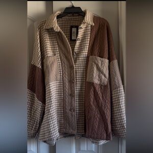 Stylish Brown Houndstooth Jacket